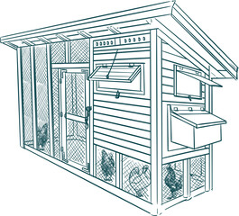 Vintage hand drawn sketch of Chicken Coop © Cus