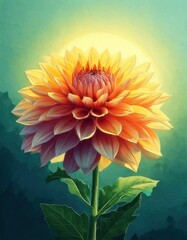 Sunlit Dahlia Blooming Against a Soft Background