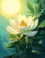 White Magnolia Blossom in Sunshine