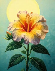 Vibrant Hibiscus Flower with Sunlit Background