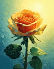 Vibrant Orange Rose in Radiant Light