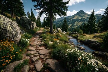 Tourist Photographing Scenic Mountain Landscape 