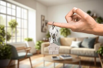 Fototapeta na wymiar Moving house concept. The key into the door in room