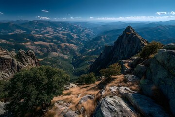 Tourist Photographing Scenic Mountain Landscape 