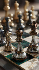 Strategic Tension: A Mid-Gme Chessboard Snapshot Shocasing a Complex Array of ieces Engaged in a Battle f Wits, Anticipation, and actical Maneuvering