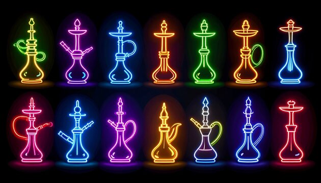 Colorful neon hookah collection