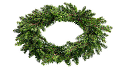 festive Christmas wreath crafting fir branches on white background