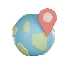 3d map icon marks location on globe