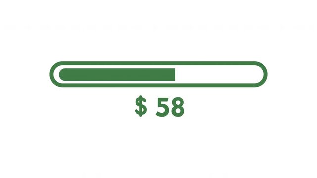 Green Dollar Loading Bar Animation from $1 to $100 | Money Progress Finance Stock Footage