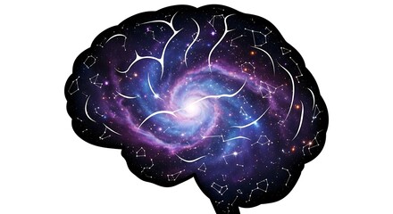 Abstract human brain galaxy energy swirling consciousness mind power digital art