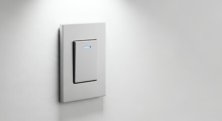 Minimalist Light Switch: Subtle Blue Glow on White Wall