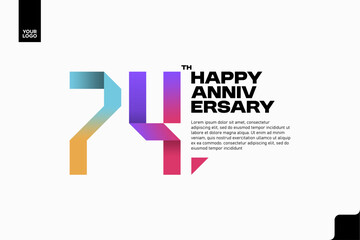 Number 74 logo icon design, 74th birthday logo number, anniversary 74