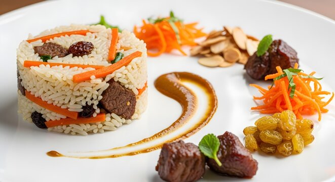 degustation or tasting menu at fancy Michelin star restaurant. whimsical fantastic dish meal of molecular gastronomy cuisine closeup, luxuary recipes set up, 5 star food