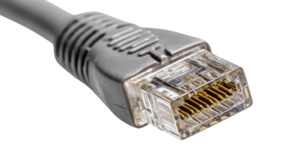 gray ethernet cable closeup on white background