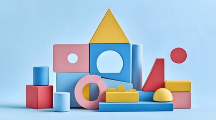Obraz premium Assorted�building blocks�featuring shapes like�circles,�dots, and�crosses.