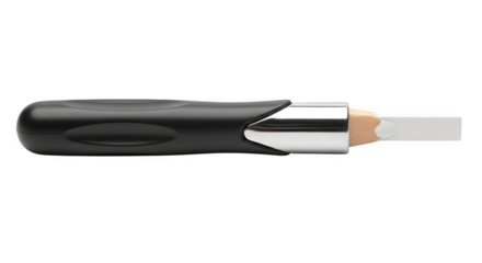 A dental composite instrument with a black handle and metal tip isolated on transparent background, used for shaping and contouring dental fillings