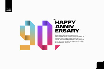 Number 90 logo icon design, 90th birthday logo number, anniversary 90
