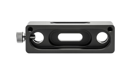 Fototapeta premium Black metal camera mount isolated on transparent background, a sturdy and versatile accessory for photography and videography, ensuring stable support