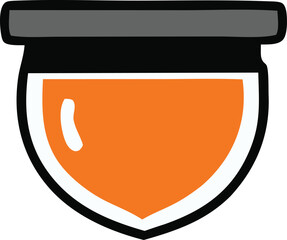 Simple graphic of an orange acorn cap with a shiny orange filling representing autumn or fall themes