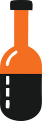Orange and black bottle design graphic with measurement markings and screw-top lid for general use and branding