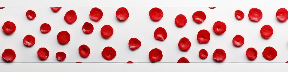 Red circular shapes on white background