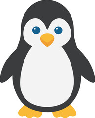 A penguin stands upright against a plain white background, showcasing its distinctive black and white plumage.