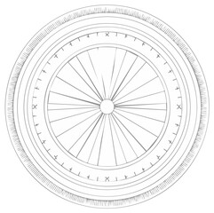 Intricate Circular Geometric Pattern Abstract Design with Radial Spokes and Decorative Edges