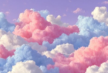 Pastel cloudscape, fluffy, vibrant colors