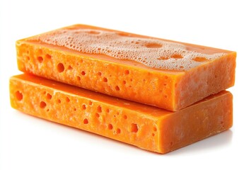 Orange blocks, stacked, with liquid