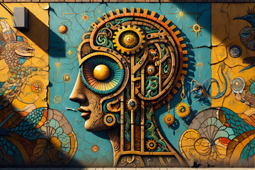 abstract grunge background with a skull