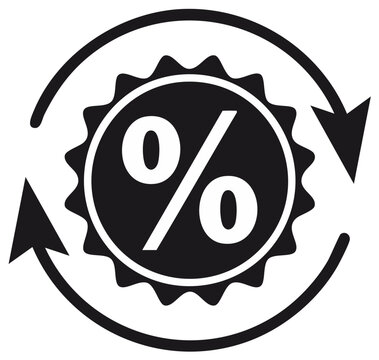 Cyclical Discount Roundel with Arrows Conveying Limited-Time Promotion, Sales Cycle, and Turnover