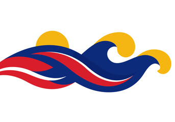 Abstract Wave Design with Red and Blue.