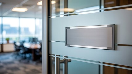Frosted glass office door with blank nameplate image