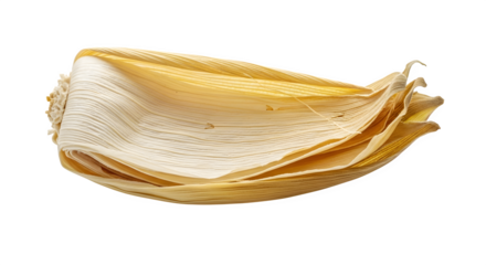 Dried corn husk isolated on transparent background, a natural wrapper used for tamales and other traditional dishes in mexican cuisine