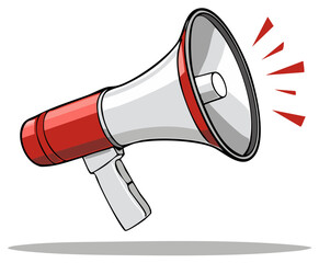 Red and White Megaphone Sound Waves Illustration Communication Device