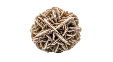 Desert rose crystal isolated on transparent background, a rosette formation of gypsum or barite, often found in arid regions, showcasing intricate patterns