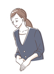お辞儀をするスーツ姿の女性のイラスト素材
