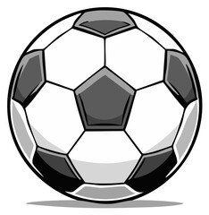 Classic Black and White Soccer Ball with Shadow Illustration