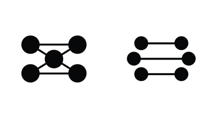 Simplified illustration of molecular structures with interconnected black circles