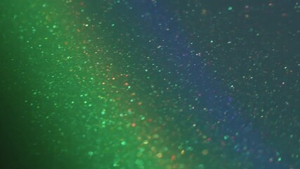 Defocused glint. Color light flare. Blur green blue illuminated gleam neon rainbow shimmer texture floating on abstract art background. - Powered by Adobe