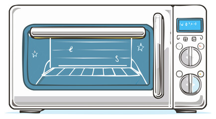 Obraz premium Kitchen appliance, microwave oven. Household appliances, cooking, kitchenware. Vector illustration.