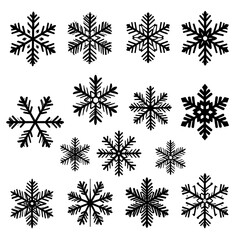 Black snowflakes on white