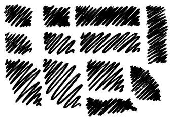 Set of Hand-Drawn Scribble Brush Strokes and Textures for Artistic Backgrounds and Design Elements