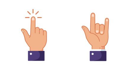 Illustration of two hands making gestures pointing and rock on