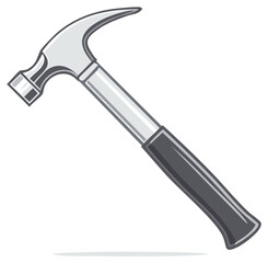 Illustration of a silver and black hammer, isolated