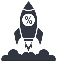 Percentage Rocket Launching, Rapid Growth Concept, Sale Increase Symbol
