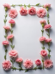 Obraz premium Frame made of carnation on a white background