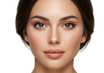 Close up portrait of a beautiful woman on transparent background