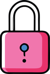 Secure pink padlock icon with blue keyhole symbol representing safety privacy and digital protection concepts