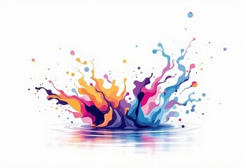 A vibrant splash of color, radiating outwards, creates a dynamic and cheerful design.